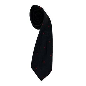 Wemlon by Wembley Black Embossed Paisley Tie with Red Polka Dots